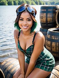 Tall 22 year old Dominican girl with big breasts on barrel raft adventure