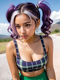 The 21 year old Dominican girl stands out in her vibrant green skirt at Hierve el Agua